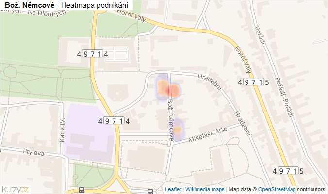 Mapa Bož. Němcové - Firmy v ulici.