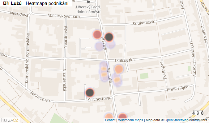 Mapa Bří Lužů - Firmy v ulici.