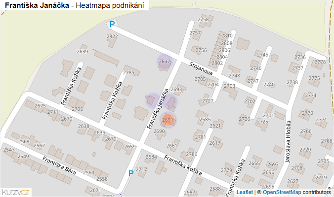 Mapa Františka Janáčka - Firmy v ulici.