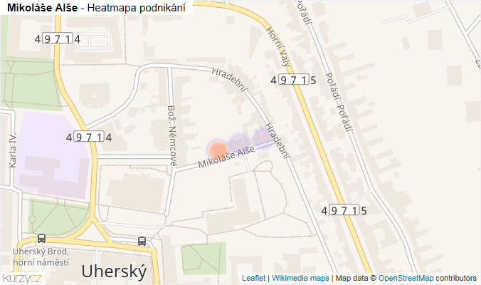 Mapa Mikoláše Alše - Firmy v ulici.