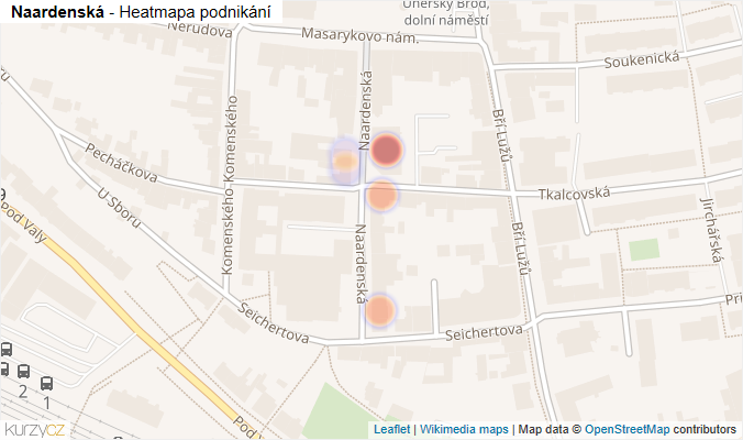 Mapa Naardenská - Firmy v ulici.