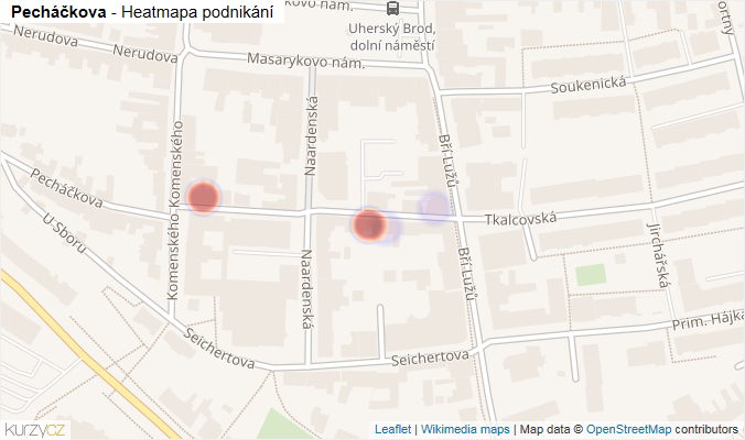 Mapa Pecháčkova - Firmy v ulici.