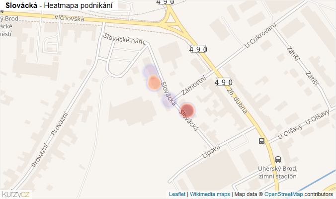 Mapa Slovácká - Firmy v ulici.