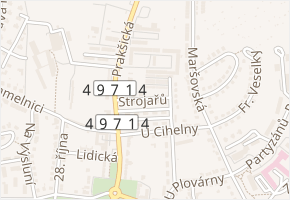 Strojařů v obci Uherský Brod - mapa ulice
