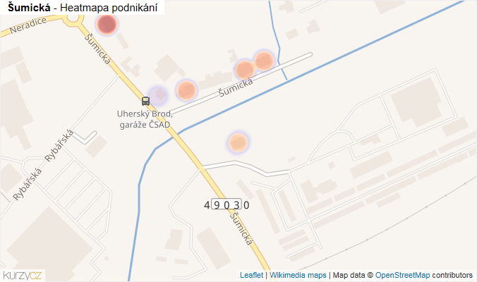 Mapa Šumická - Firmy v ulici.