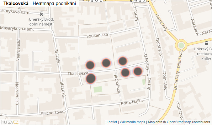 Mapa Tkalcovská - Firmy v ulici.
