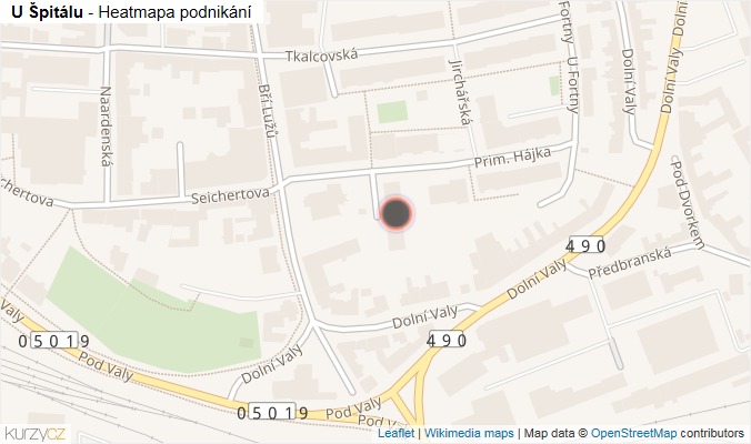Mapa U Špitálu - Firmy v ulici.