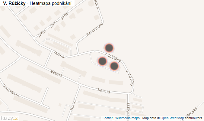 Mapa V. Růžičky - Firmy v ulici.