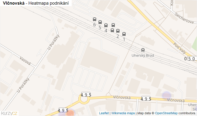 Mapa Vlčnovská - Firmy v ulici.