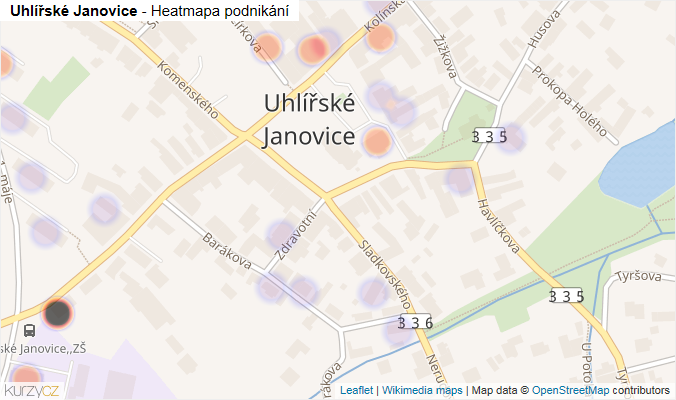 Mapa Uhlířské Janovice - Firmy v části obce.