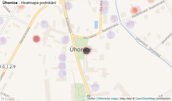 Mapa Úhonice - Firmy v části obce.