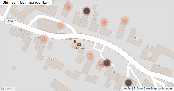 Uhřínov - mapa podnikání