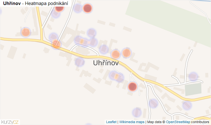 Mapa Uhřínov - Firmy v části obce.