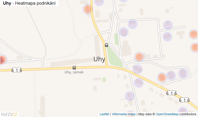 Mapa Uhy - Firmy v části obce.