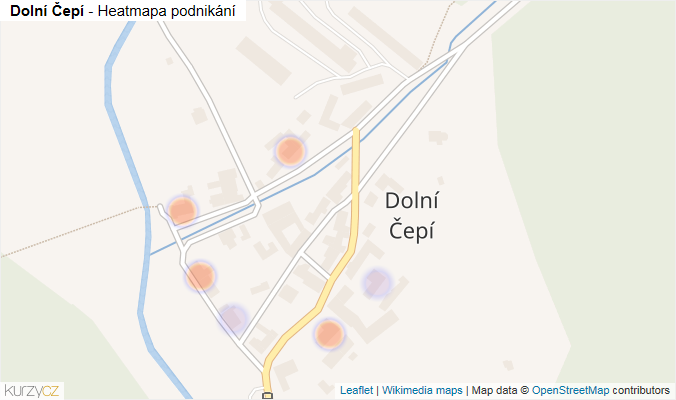 Mapa Dolní Čepí - Firmy v části obce.