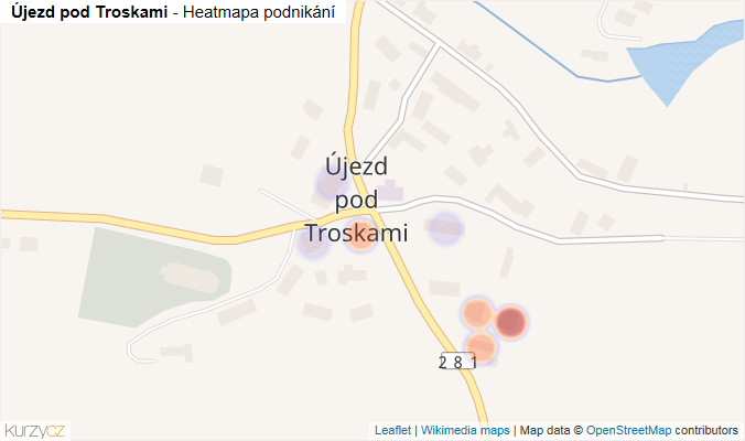 Mapa Újezd pod Troskami - Firmy v části obce.