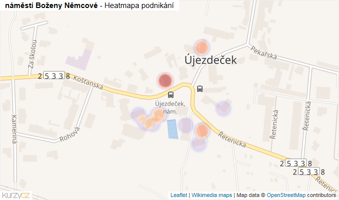 Mapa náměstí Boženy Němcové - Firmy v ulici.