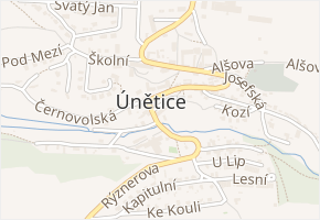 Náves v obci Únětice - mapa ulice