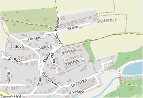 Višňová v obci Únětice - mapa ulice