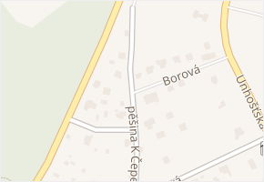 Borová v obci Unhošť - mapa ulice