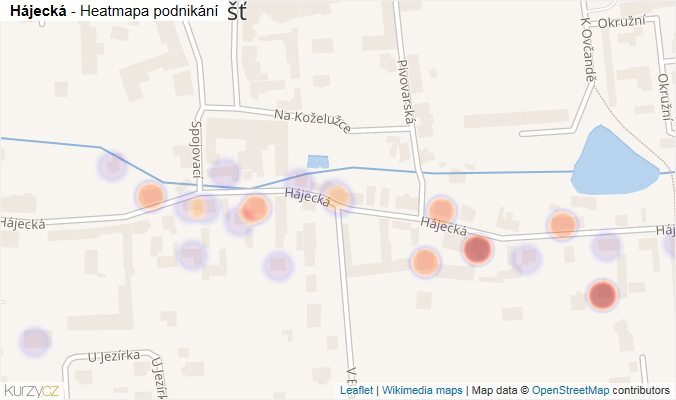 Mapa Hájecká - Firmy v ulici.