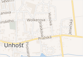 Jiráskova v obci Unhošť - mapa ulice