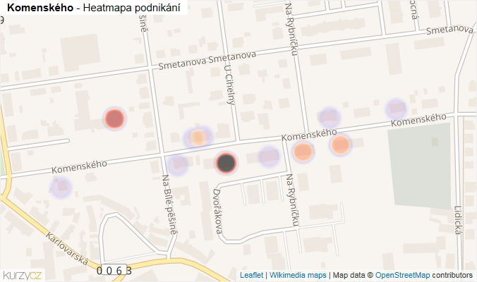 Mapa Komenského - Firmy v ulici.