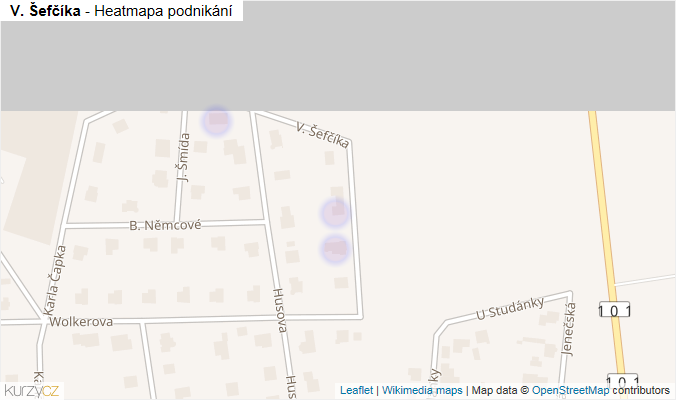 Mapa V. Šefčíka - Firmy v ulici.