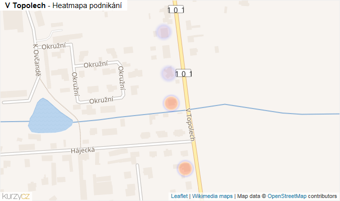 Mapa V Topolech - Firmy v ulici.