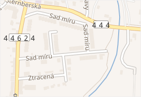 Sad míru v obci Uničov - mapa ulice