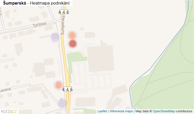 Mapa Šumperská - Firmy v ulici.