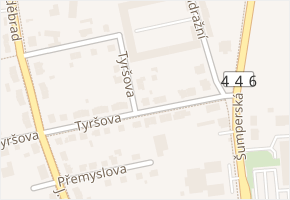 Tyršova v obci Uničov - mapa ulice