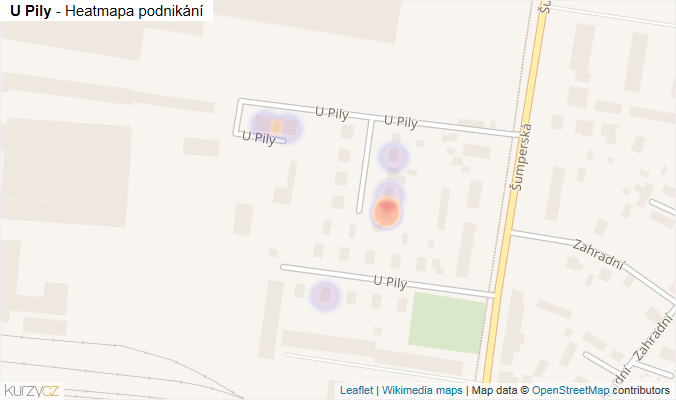Mapa U Pily - Firmy v ulici.