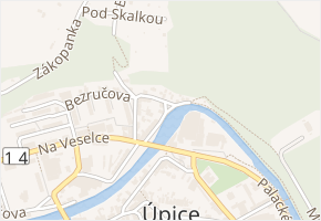 Maxima Gorkého v obci Úpice - mapa ulice