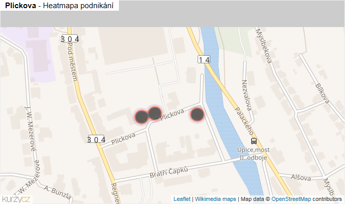 Mapa Plickova - Firmy v ulici.