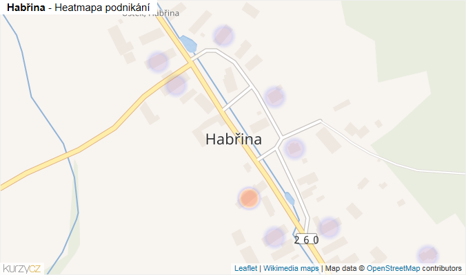 Mapa Habřina - Firmy v části obce.