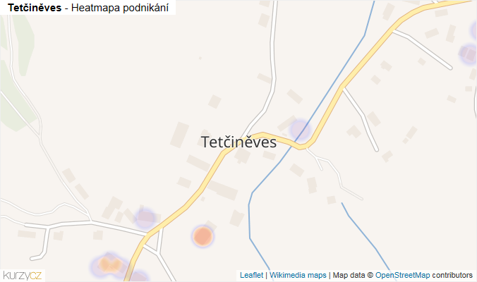 Mapa Tetčiněves - Firmy v části obce.