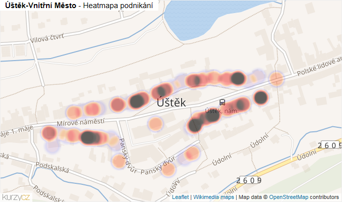 Mapa Úštěk-Vnitřní Město - Firmy v části obce.