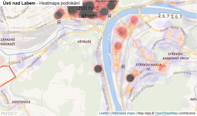 Mapa Ústí nad Labem - Firmy v obci.