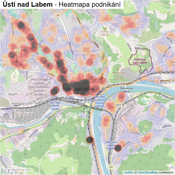 Mapa Ústí nad Labem - Firmy v obci.