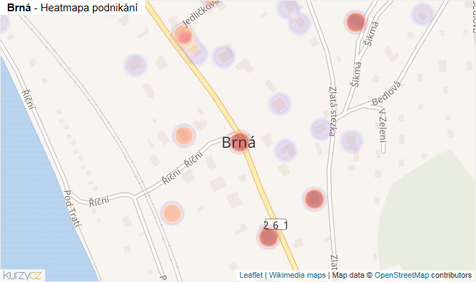 Mapa Brná - Firmy v části obce.