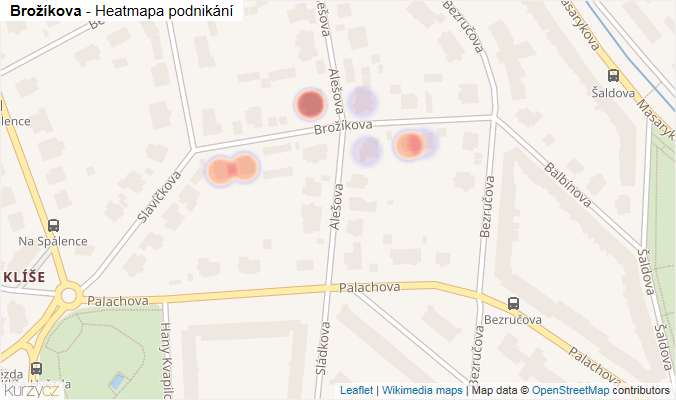 Mapa Brožíkova - Firmy v ulici.