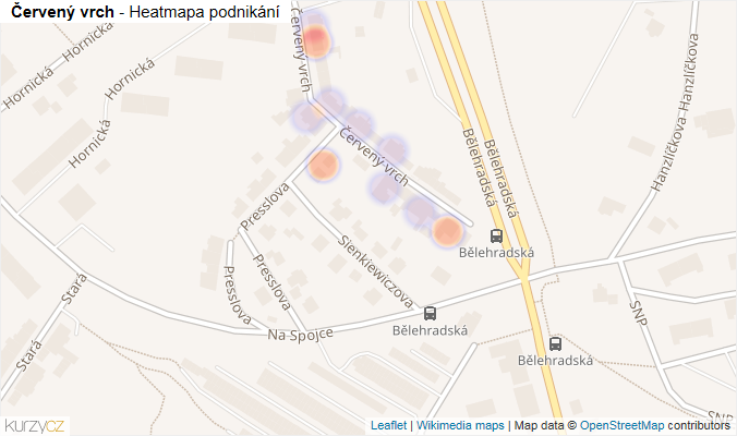 Mapa Červený vrch - Firmy v ulici.