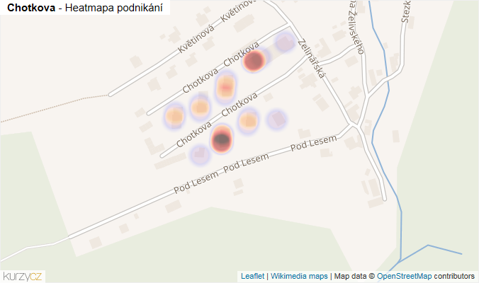 Mapa Chotkova - Firmy v ulici.