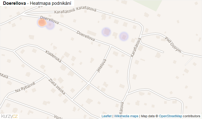 Mapa Doerellova - Firmy v ulici.