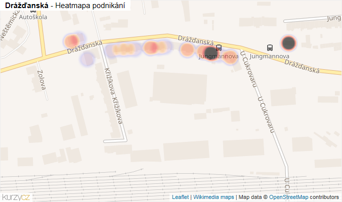 Mapa Drážďanská - Firmy v ulici.