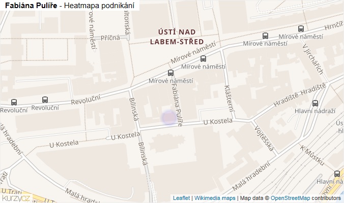Mapa Fabiána Pulíře - Firmy v ulici.