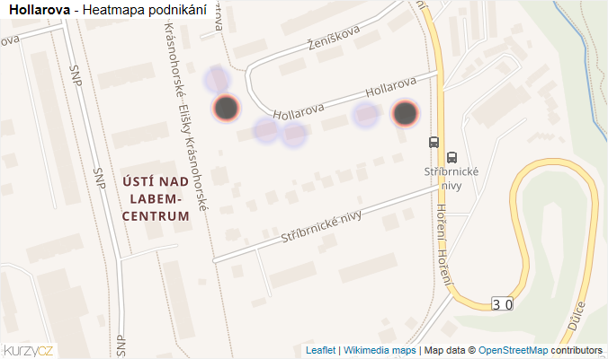 Mapa Hollarova - Firmy v ulici.