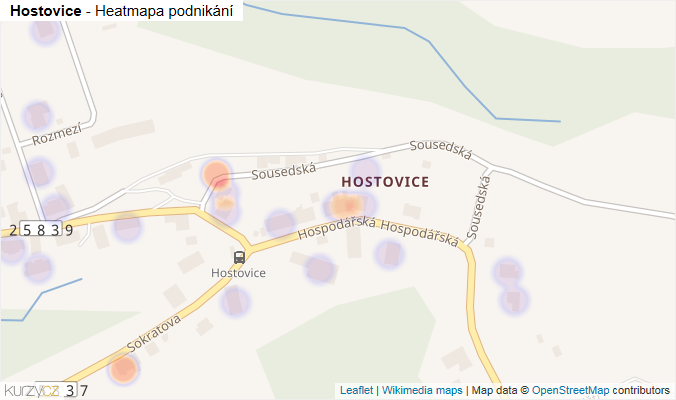 Mapa Hostovice - Firmy v části obce.