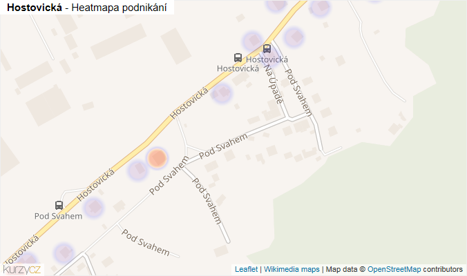 Mapa Hostovická - Firmy v ulici.